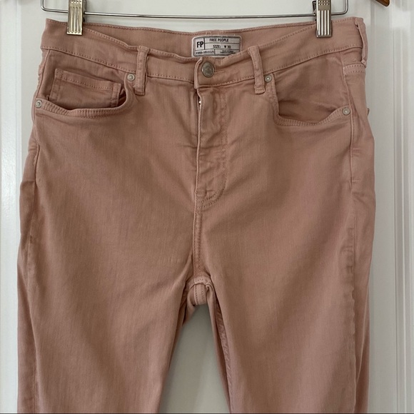 Free People Busted Knee Dusty Rose/Blush Pink Hi-Rise Skinny Jeans Size 30 - Picture 4 of 12